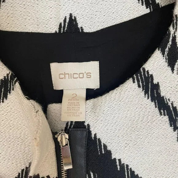 Chico’s Coat Jacket Women’s Size 2 (Large 12) Petite Black & White Beautiful EUC - Picture 10 of 11